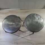 Pair of Industrial Stools in Raw Metal