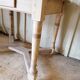 Vintage wooden desk, X-shaped legs