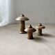 Set of three ceramic mushroom oil lamps by Freek Berends from the 1970s.