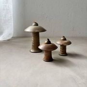 Set of three ceramic mushroom oil lamps by Freek Berends from the 1970s.