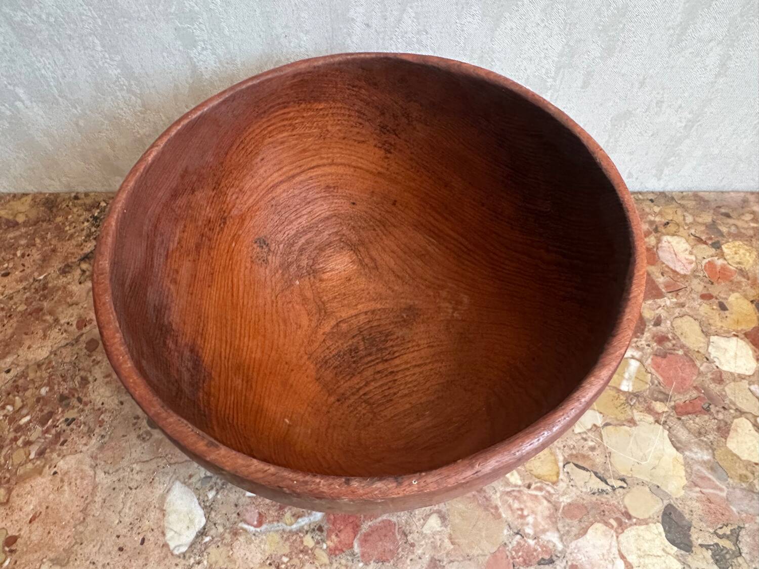 Large vintage monoxyle wooden bowl H 18 / D neck 30 cm