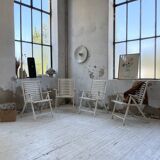 4 white wooden garden chairs