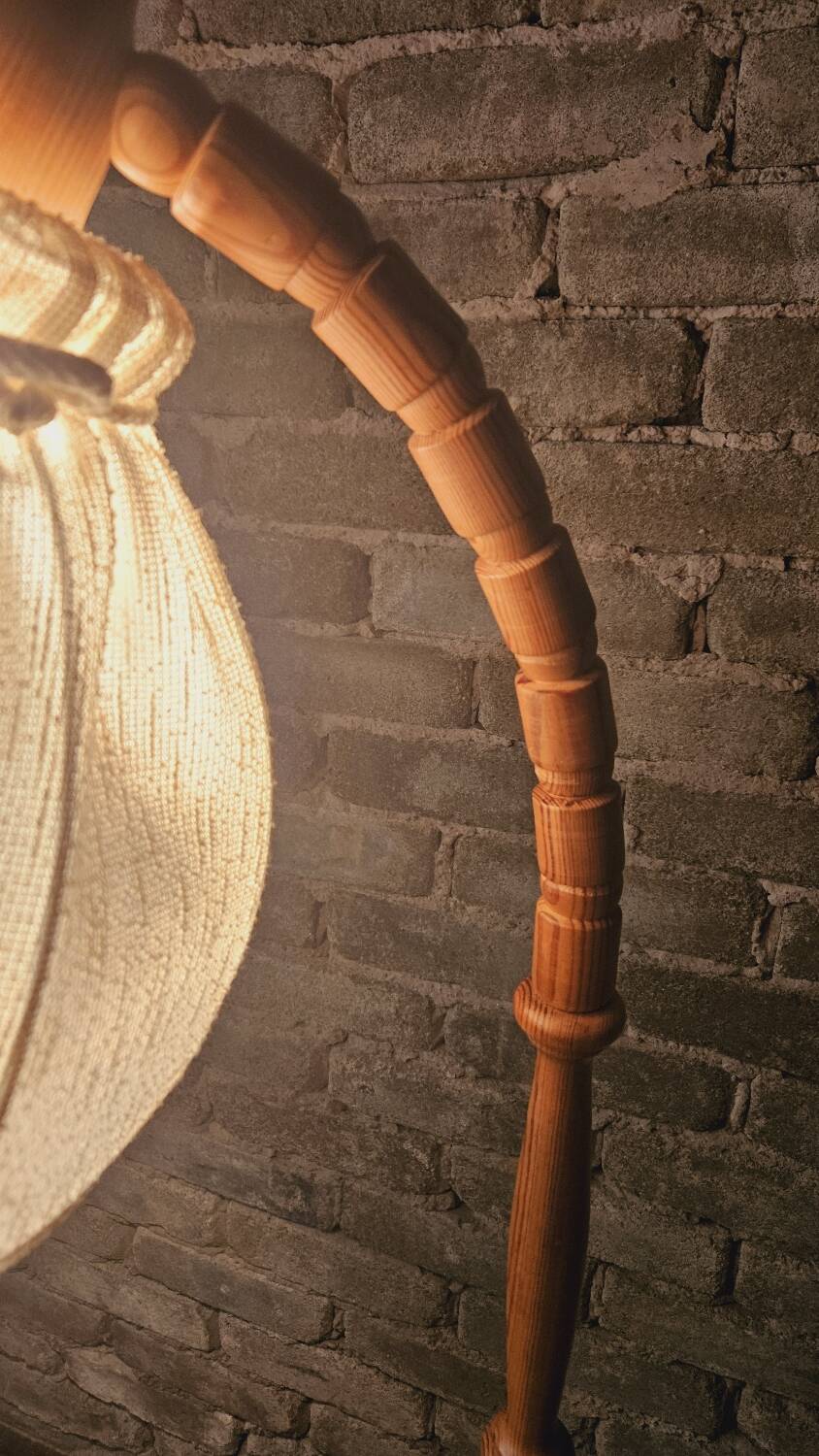 Danish pine floor lamp 1970 vintage