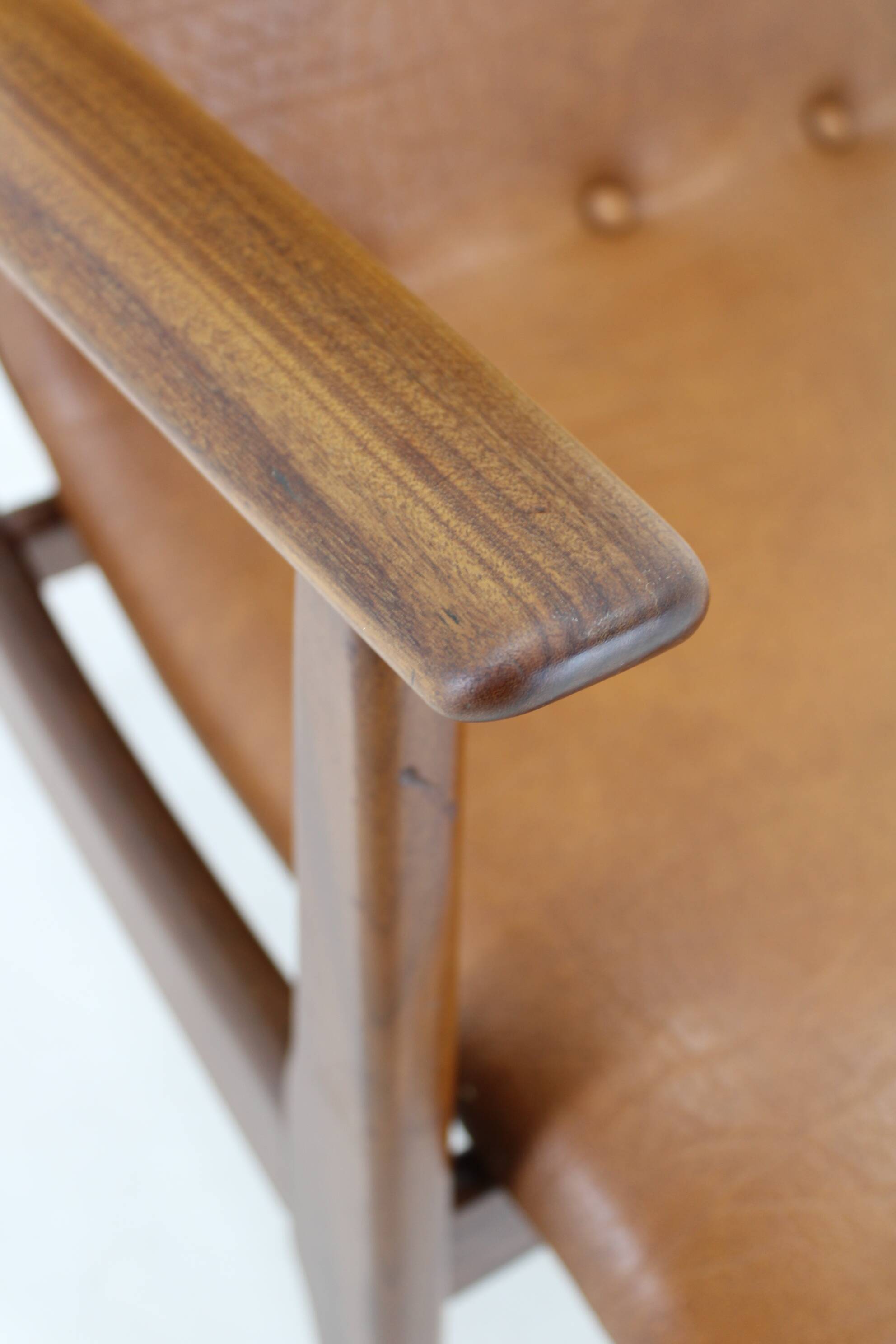 1960s Scandinavian Teak Armchair in Leatherette
