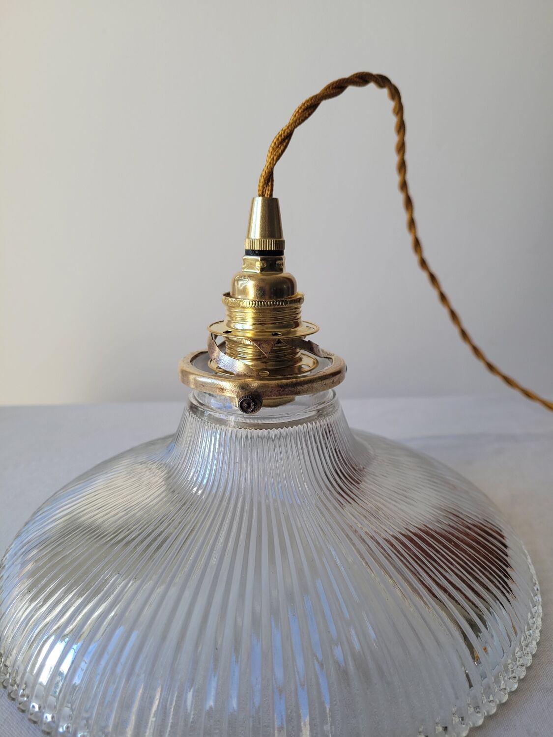 Holophane glass pendant lamp
