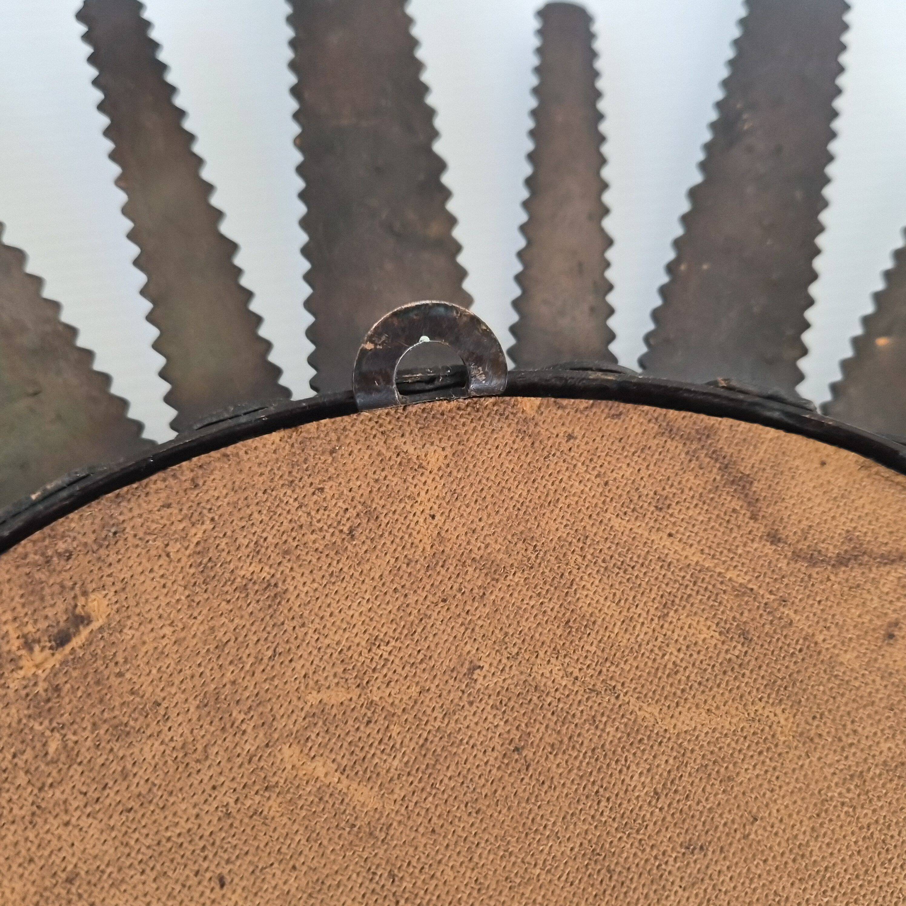 Sunburst mirror vintage 1960 in golden copper metal 50s brutalist 1960s