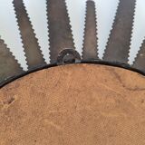 Sunburst mirror vintage 1960 in golden copper metal 50s brutalist 1960s