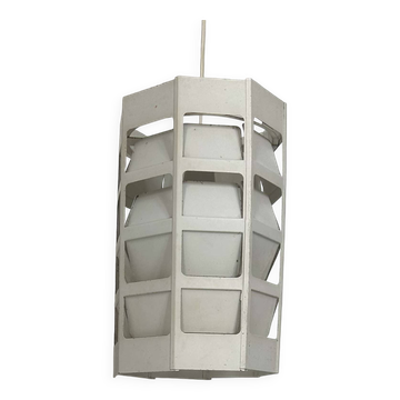 Suspension vintage de Poul Gernes, métal laqué blanc mat, par Poulsen Danemark 1960.