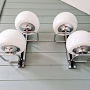Pair of wall lights, G. Sciolari, in chrome metal and white opaline, 1970s