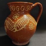 Varnished terracotta jug from Portugal, early 20th century.