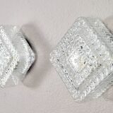 Mid century modern germany cut glass flush mount set 60s