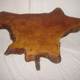 Mahogany table and 2 stools 1970