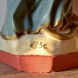 Ancient plaster statue of the Virgin and Child Jesus - hand painted - 54 cm - 1936