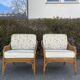 Paire de fauteuils en rotin et cannage