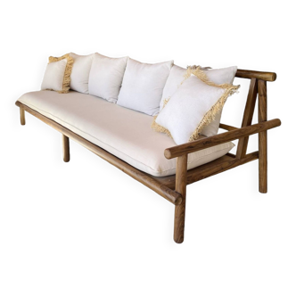 Walnut wood garden sofa