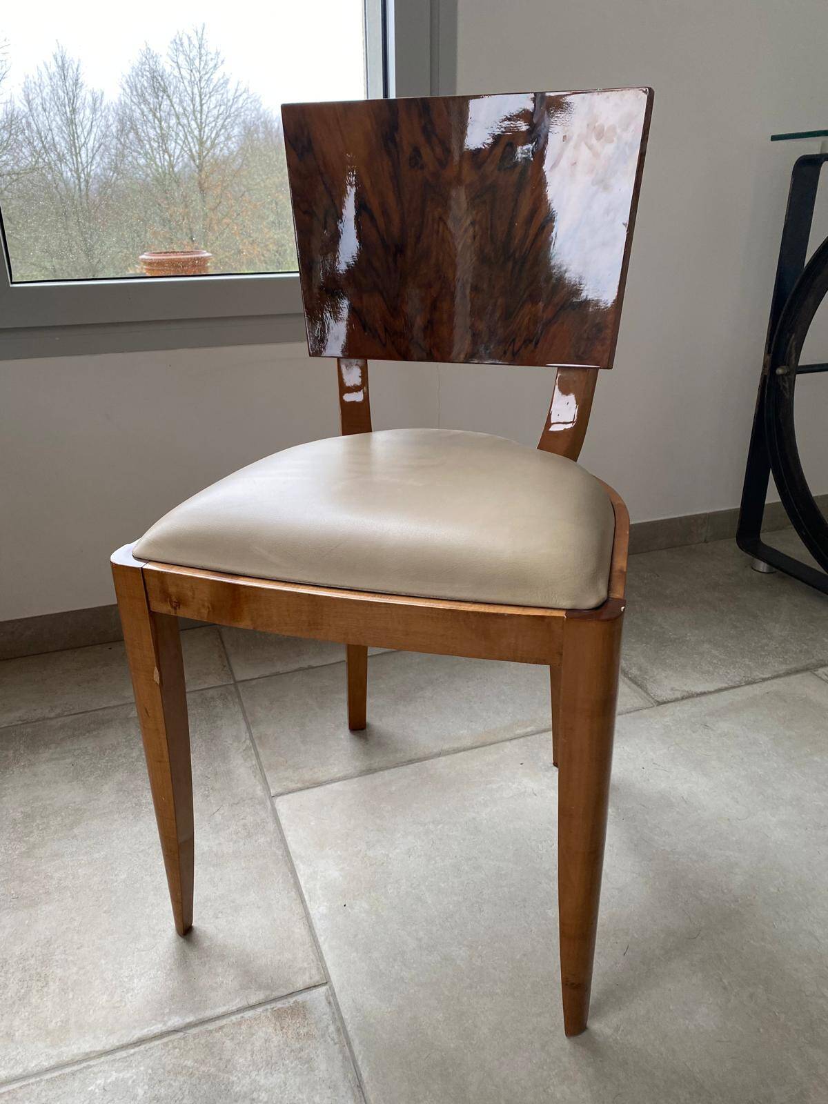 Set of 6 Art Deco elm burl chairs – 1930s – Excellent condition