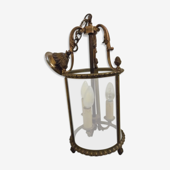 Entrance antique, vestibule lantern in gilded bronze, suspension, Louis XV style