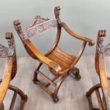 Set of Three Renaissance Style Armchairs, 19th Century