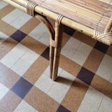 Coffee table bamboo rattan ceramic decollee 1960 70