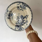 Plat , compotier terre de fer Bordeaux , clématites