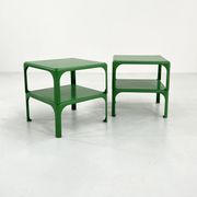 Set of 4 green stackable tables demetrio 45 by vico magistretti for artemide, 1960
