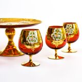 Service 6 glasses and murano dish red ruby gold vintage gold ⋆ Brocante Chic
