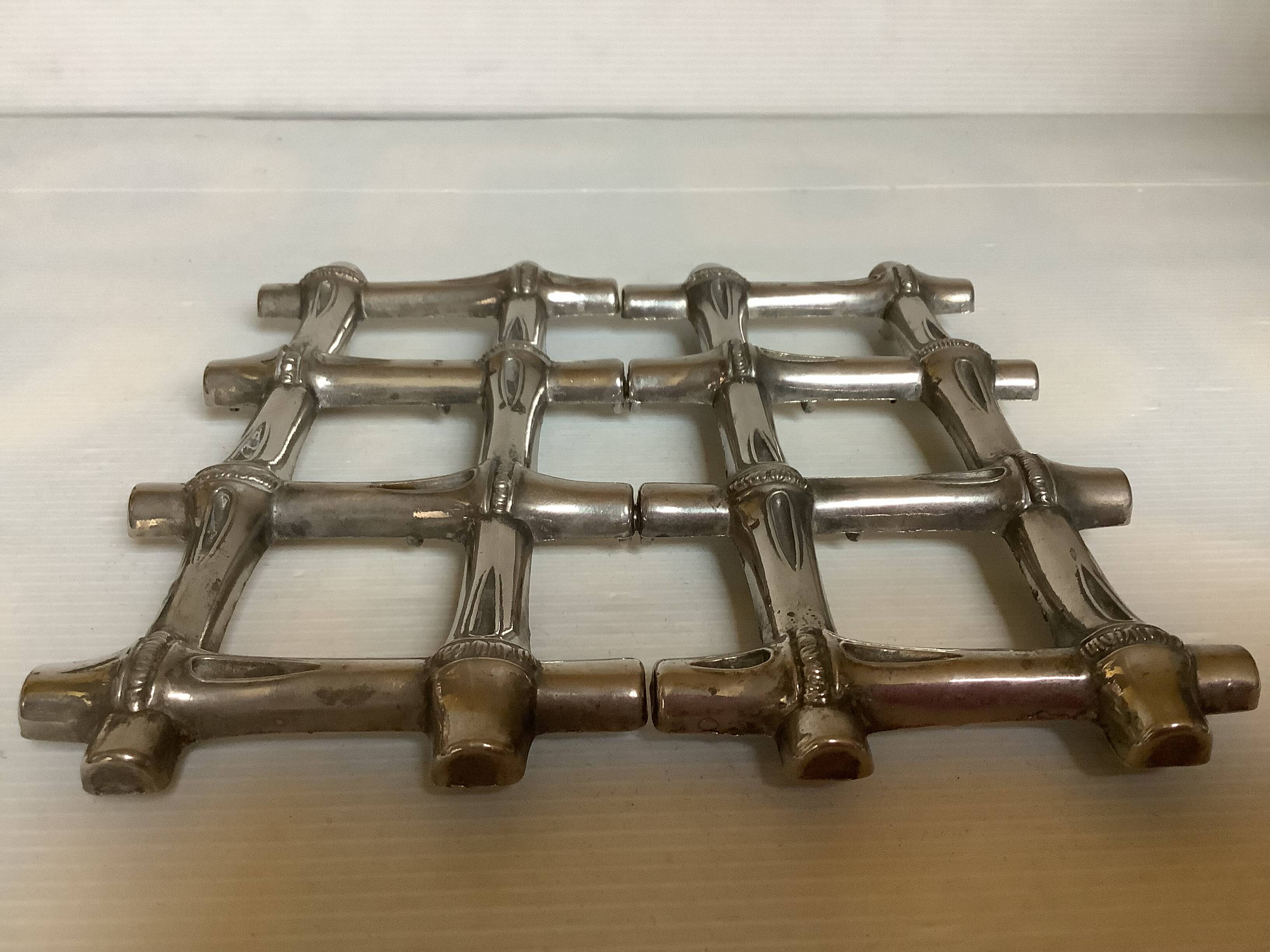 Silver-plated bamboo trivet
