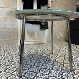 Round frosted glass table from the 70s