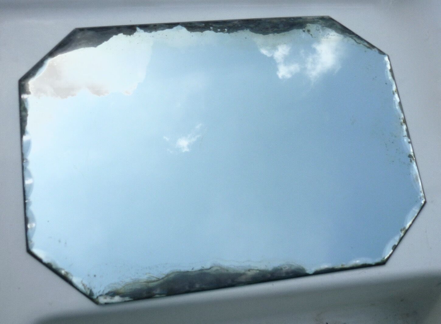 Octagonal mirror to lay, bevelled art deco 42x30