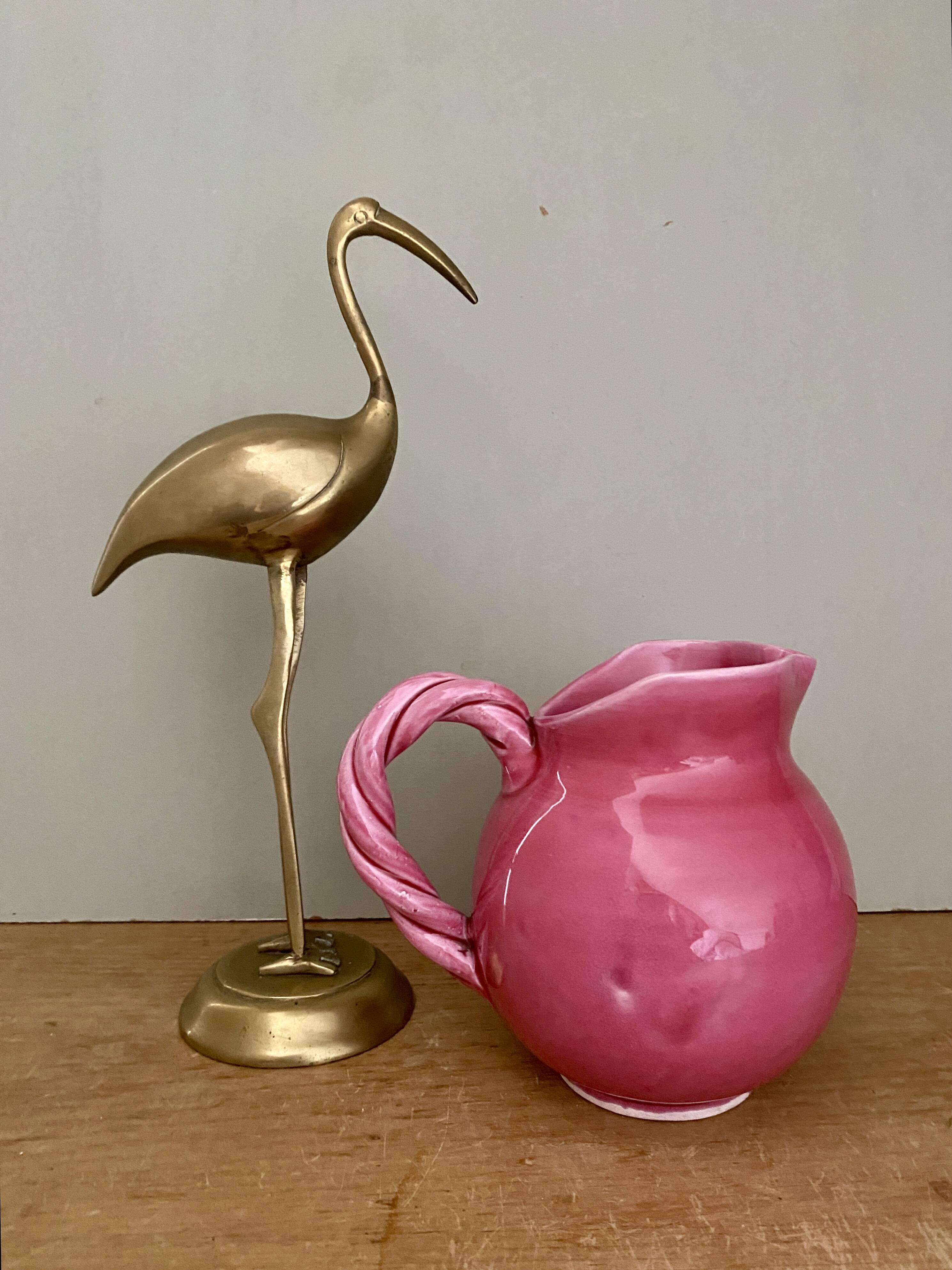 Vintage pink ceramic pitcher Vallauris