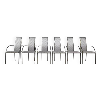 Set of 6 metal and fabric chairs by BC Design