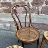 Set of 4 Bistro chairs mismatched curved wood