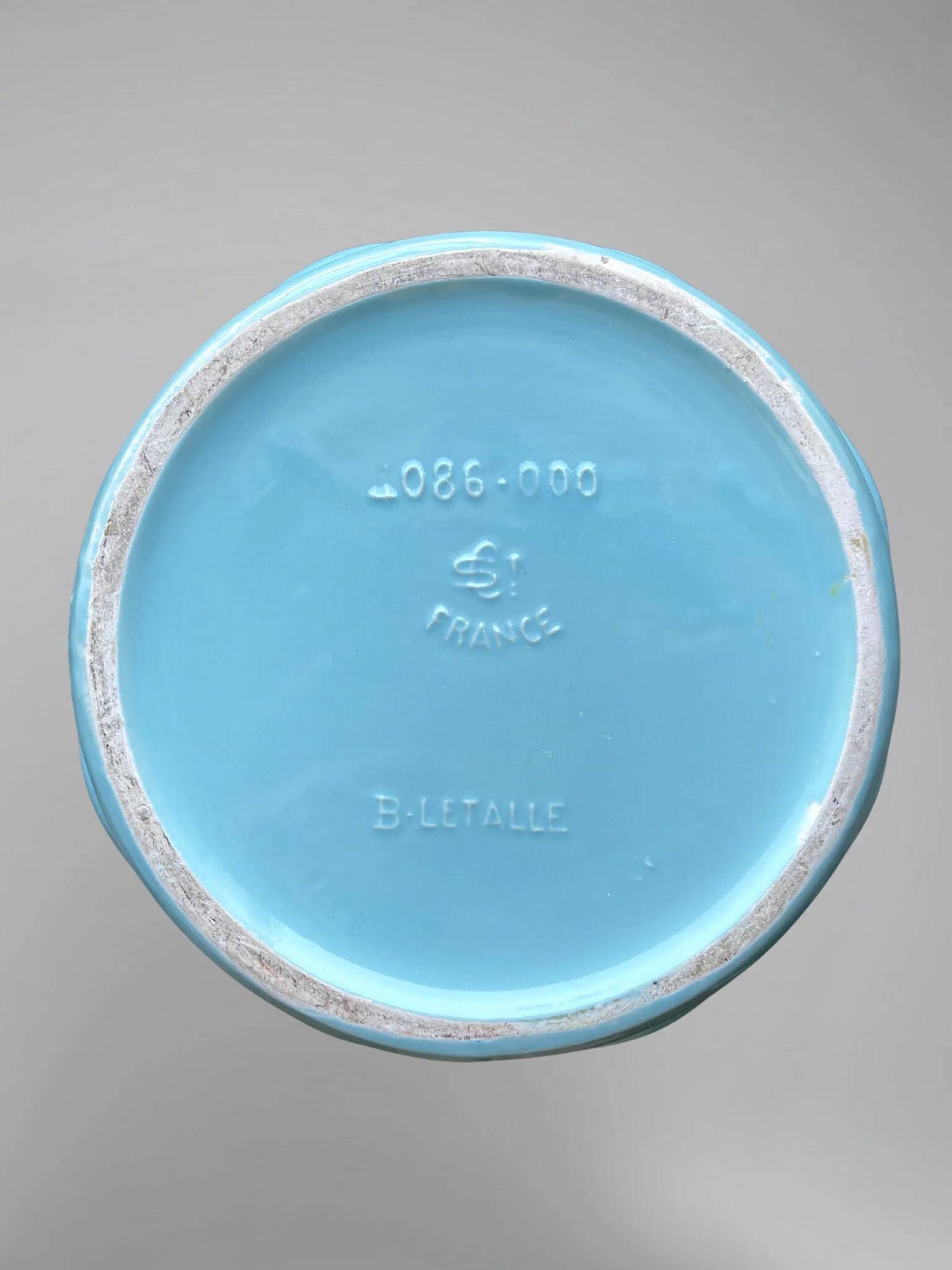 Saint-Clément cache-pot planter signed Blanche Letalle model 4086-000 in blue ceramic and gilding – 28 cm