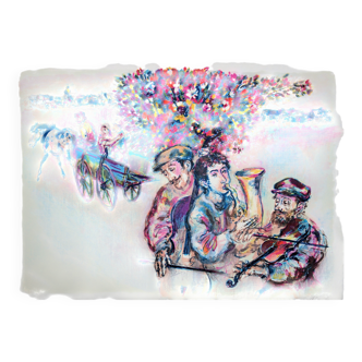 Walter Spitzer : Le mariage juif, lithographie originale signée