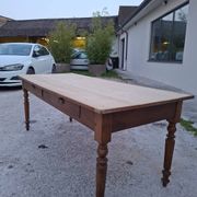Table de métier ancienne, 2 tiroirs, piètements Louis Philippe