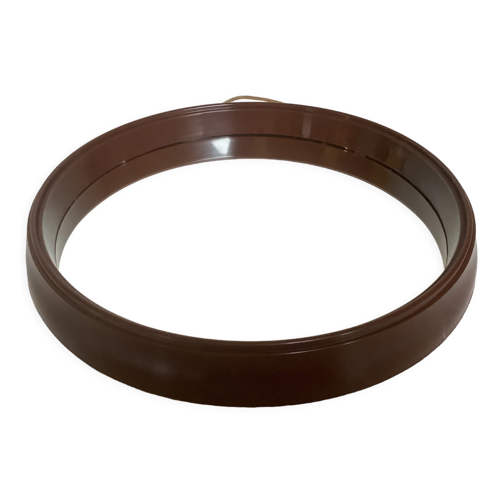 Miroir rond plastique marron vintage