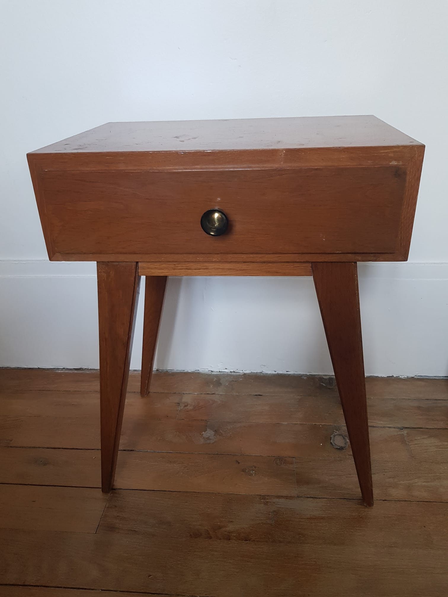 Wooden bedside table compass foot