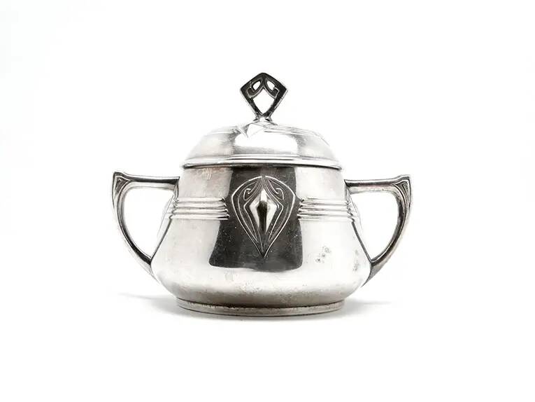 Art Nouveau sugar bowl, silver-plated brass, WMF, Germany, early 20th century