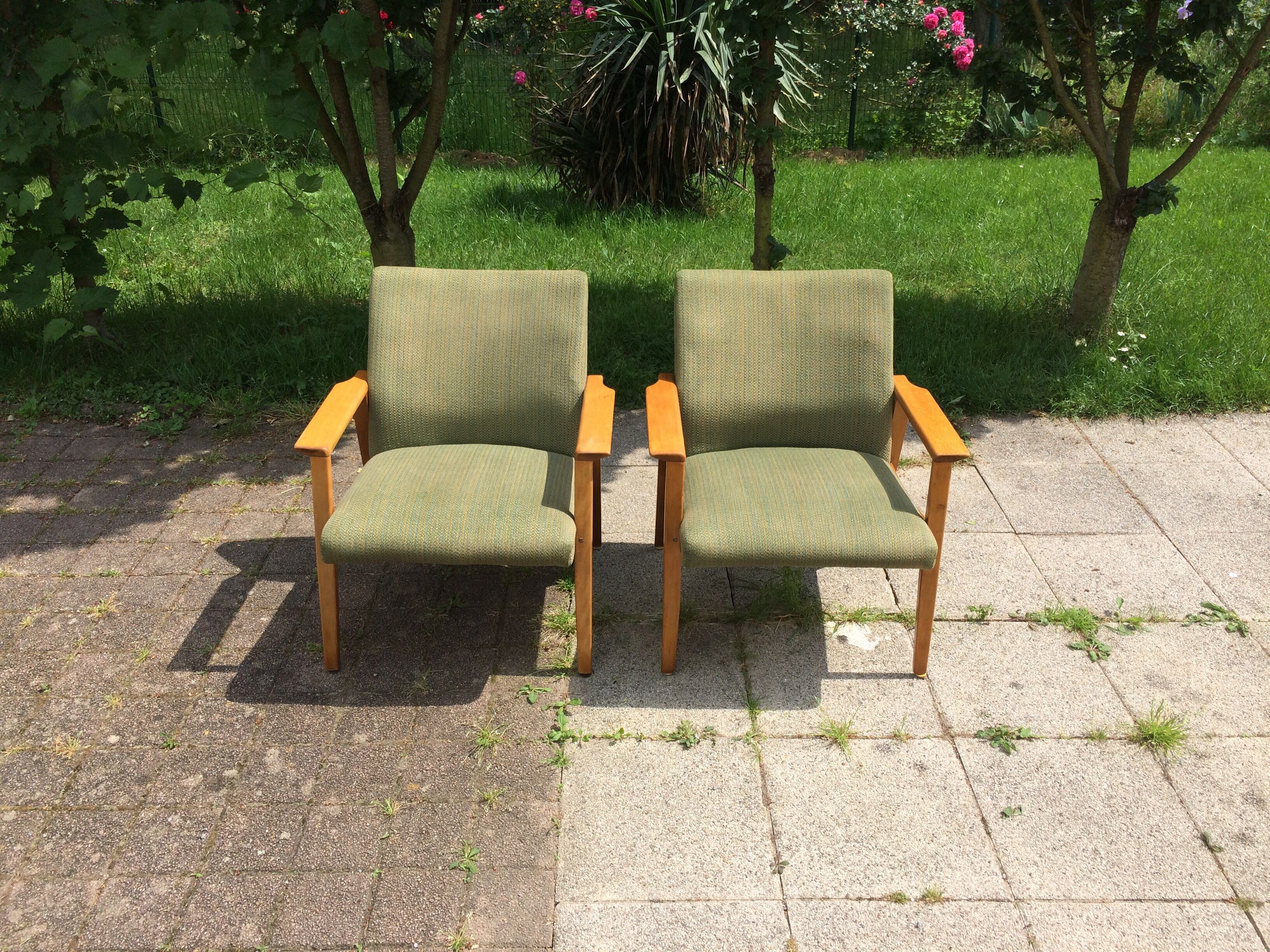Set of 2 vintage Scandinavian style armchairs