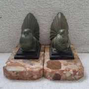 Pair of greenhouse book Art Deco animal sculpture marble base