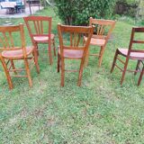 5 wooden bistro chairs