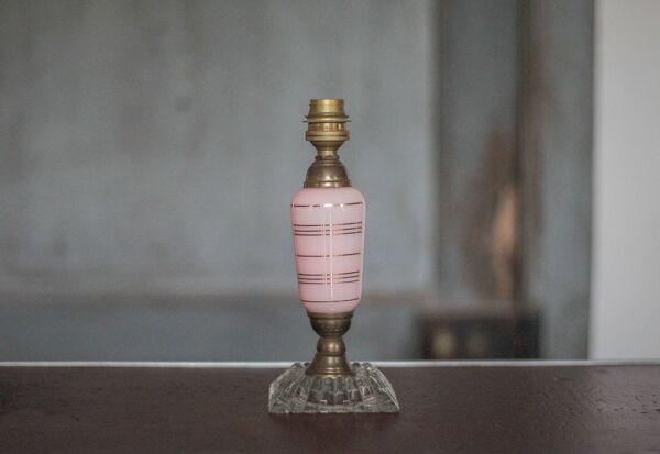 Pied de lampe art déco, pied de lampe opaline et verre, lampe à poser, déco