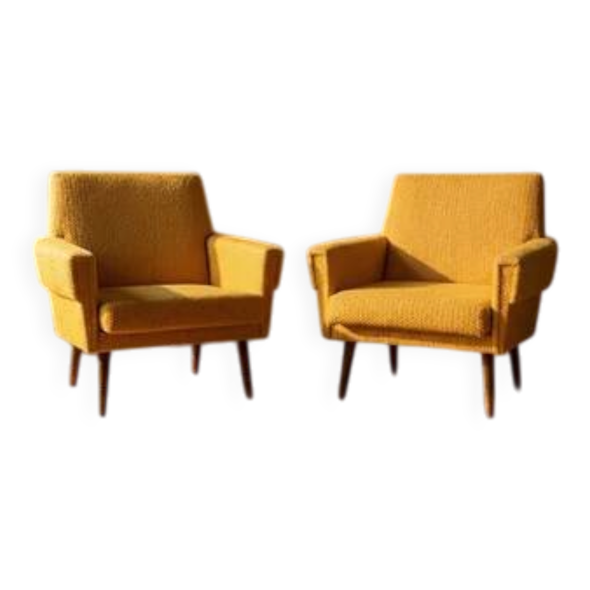 Pair of retro armchairs mid-century upholstered lounge chairs, Central European, mid-20th century
