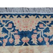 Tapis en laine crème floral Zeigler à nouer à la main, bleu clair, pour intérieur.