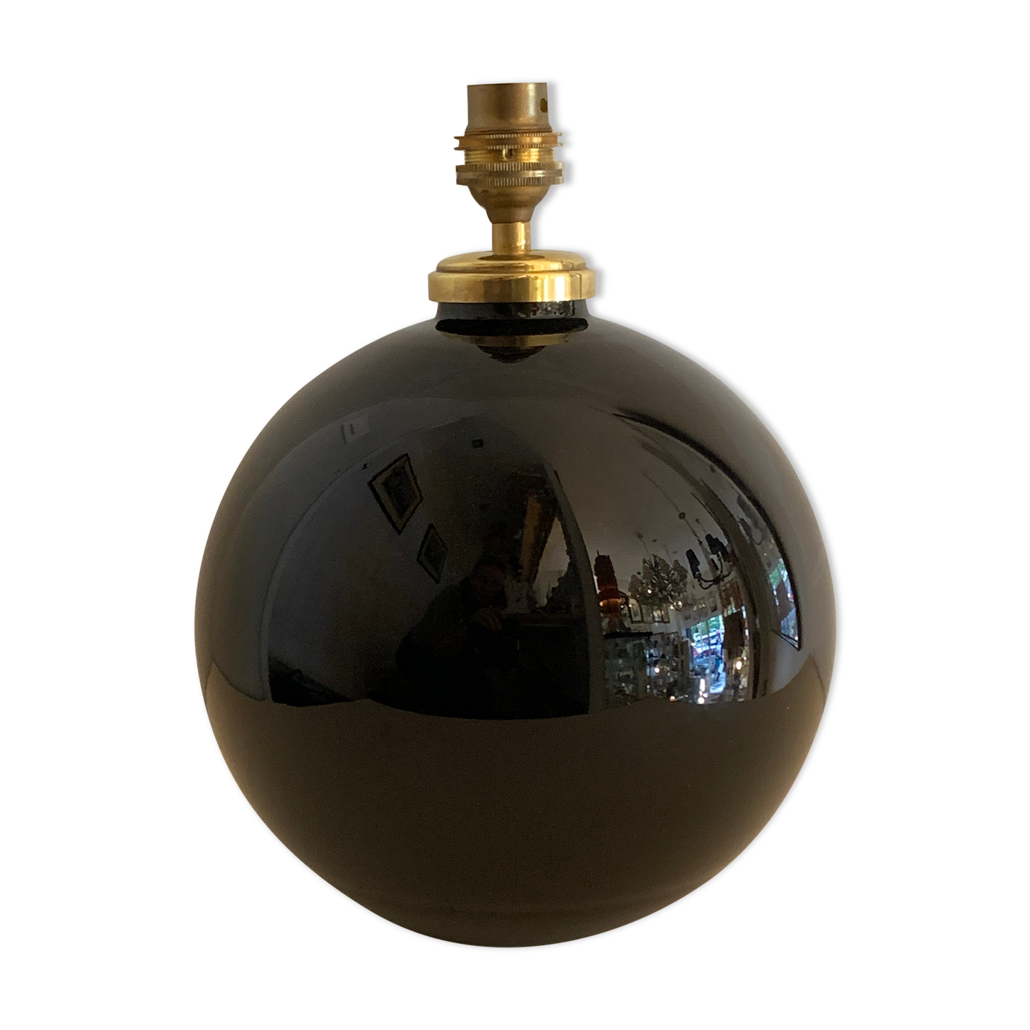 Art deco lamp foot in black opaline