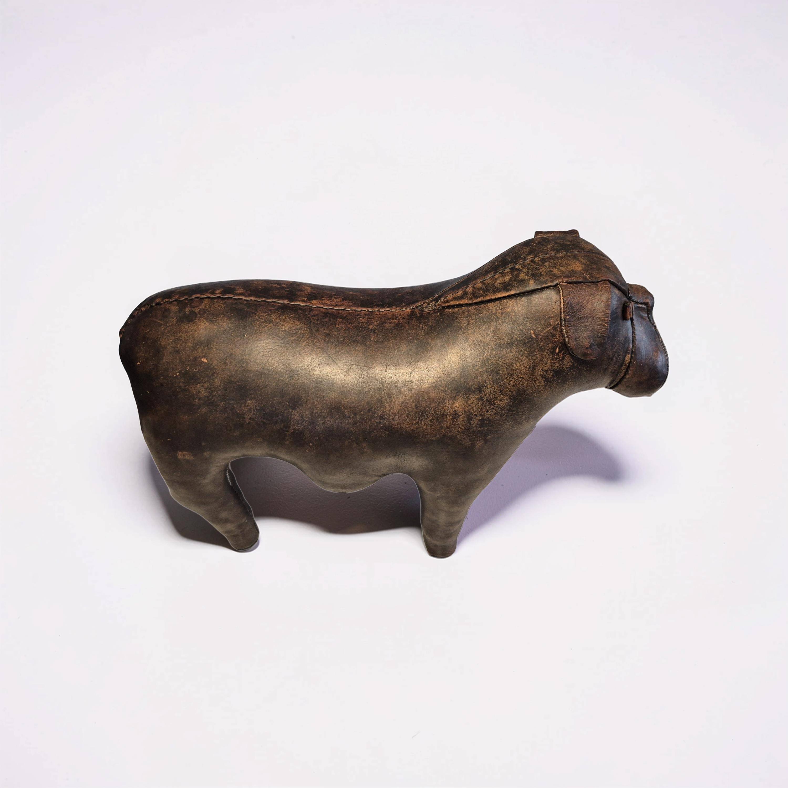 Leather Bulldog ottoman by Dimitri Omersa, England 1960s