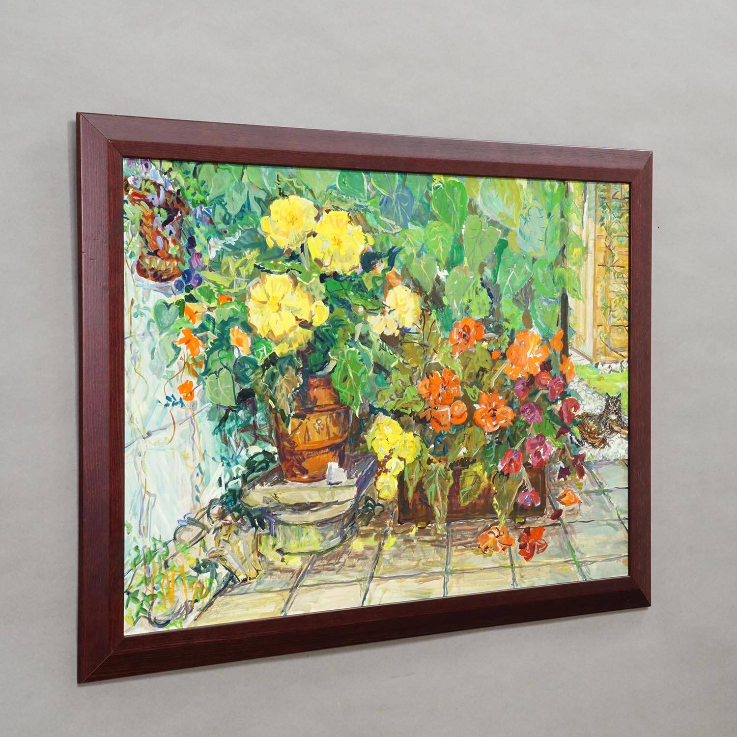 Impressionist oil painting of a garden, Alexander Michael 1996