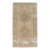 Tapis oriental vintage crème et marron 4x7, 118x210 cm