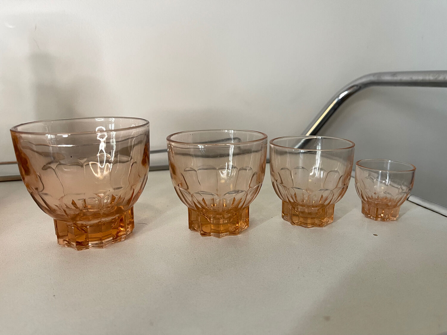 Set of 22 vintage amber/rosé glasses
