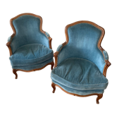 Beautiful Pair of shepherdesses in natural wood style louis XV.XIXe